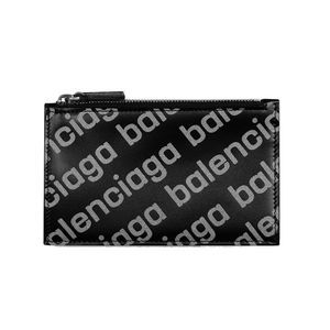 Balenciaga Men's Leather Reflective Logo Card Holder Wallet Black